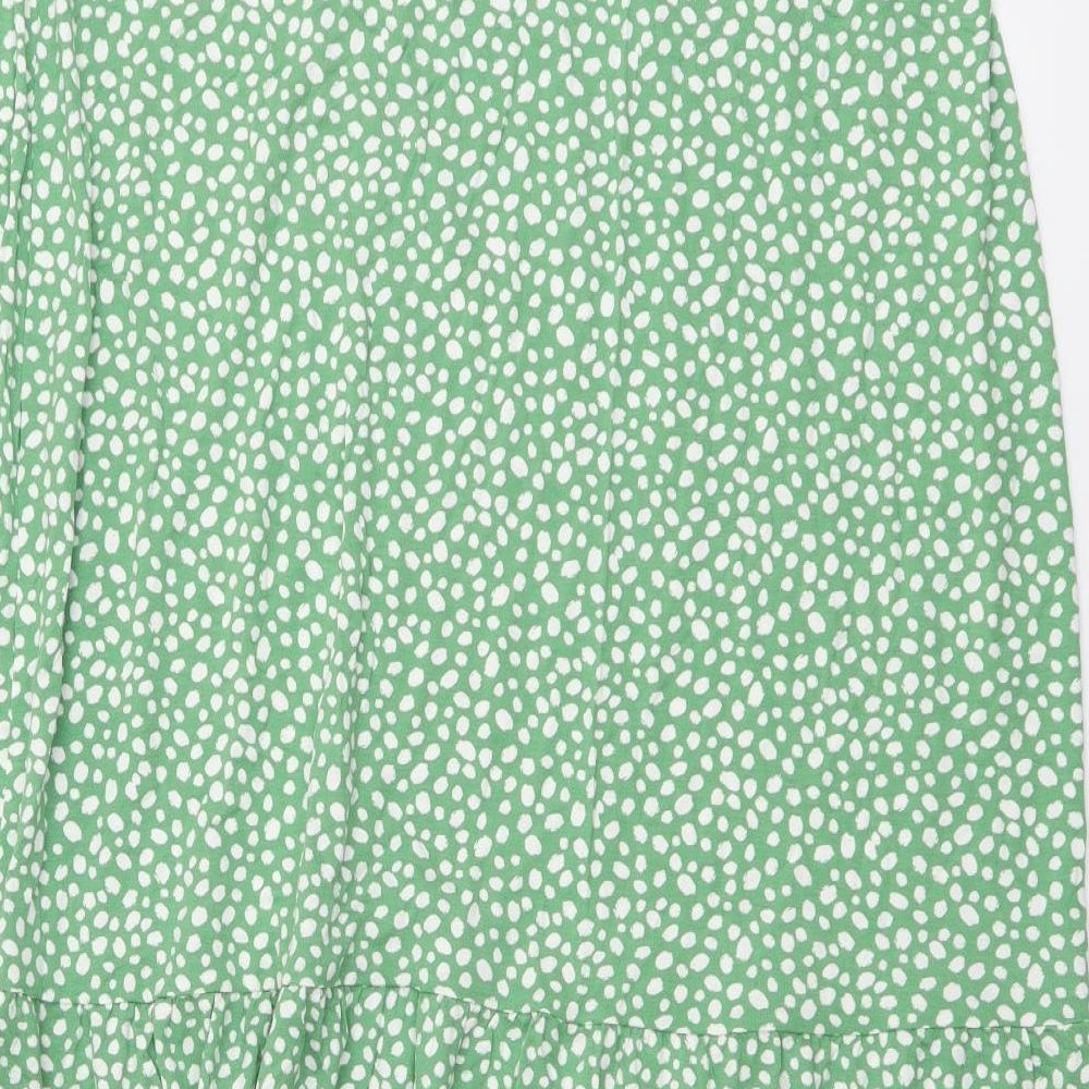 Marks and Spencer Womens Green Geometric Viscose A-Line Skirt Size 18