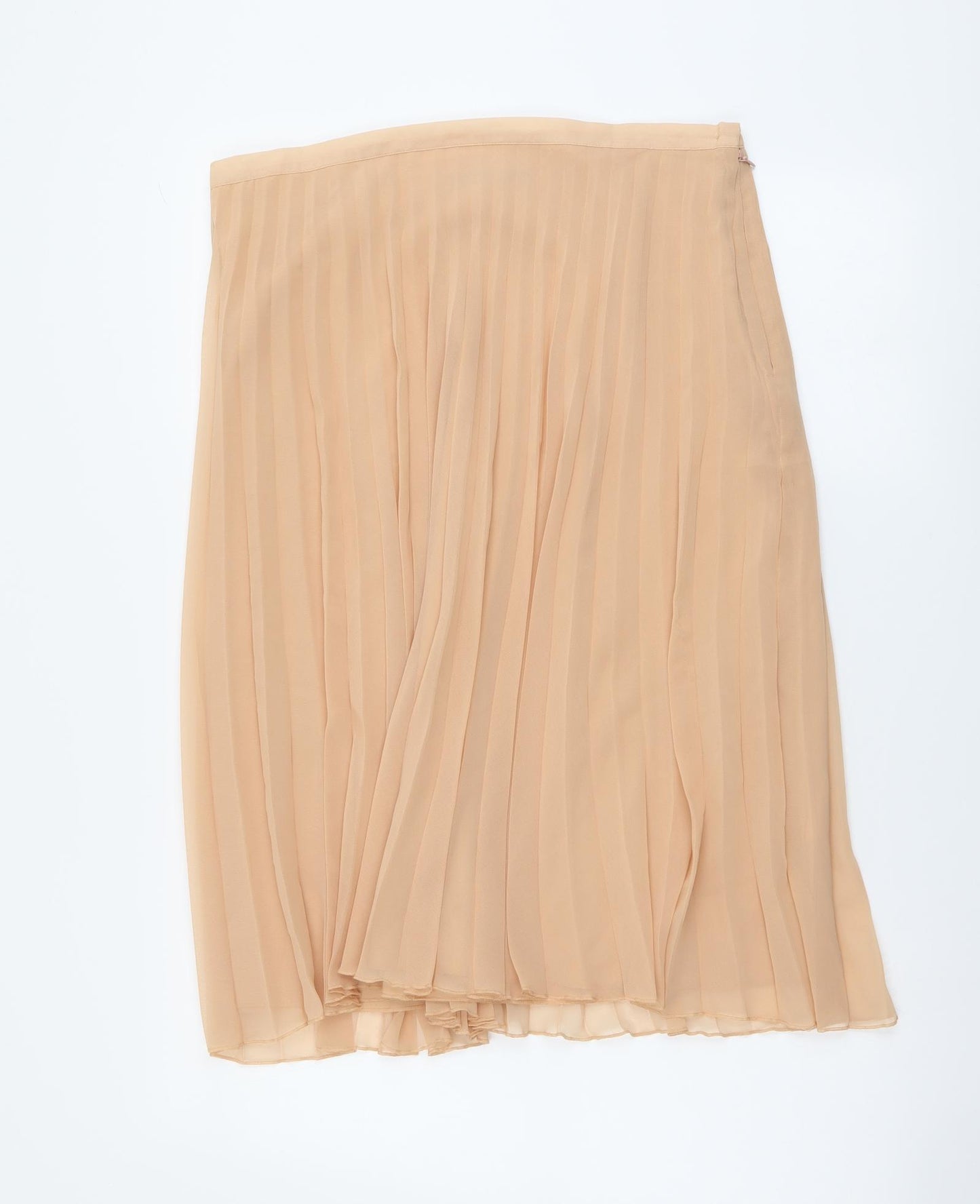 Marks and Spencer Womens Pink Polyester Pleated Skirt Size 14 Zip
