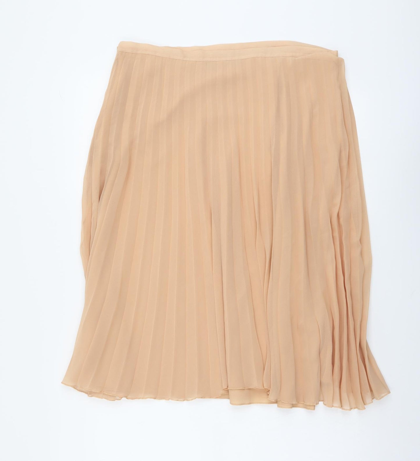 Marks and Spencer Womens Pink Polyester Pleated Skirt Size 14 Zip