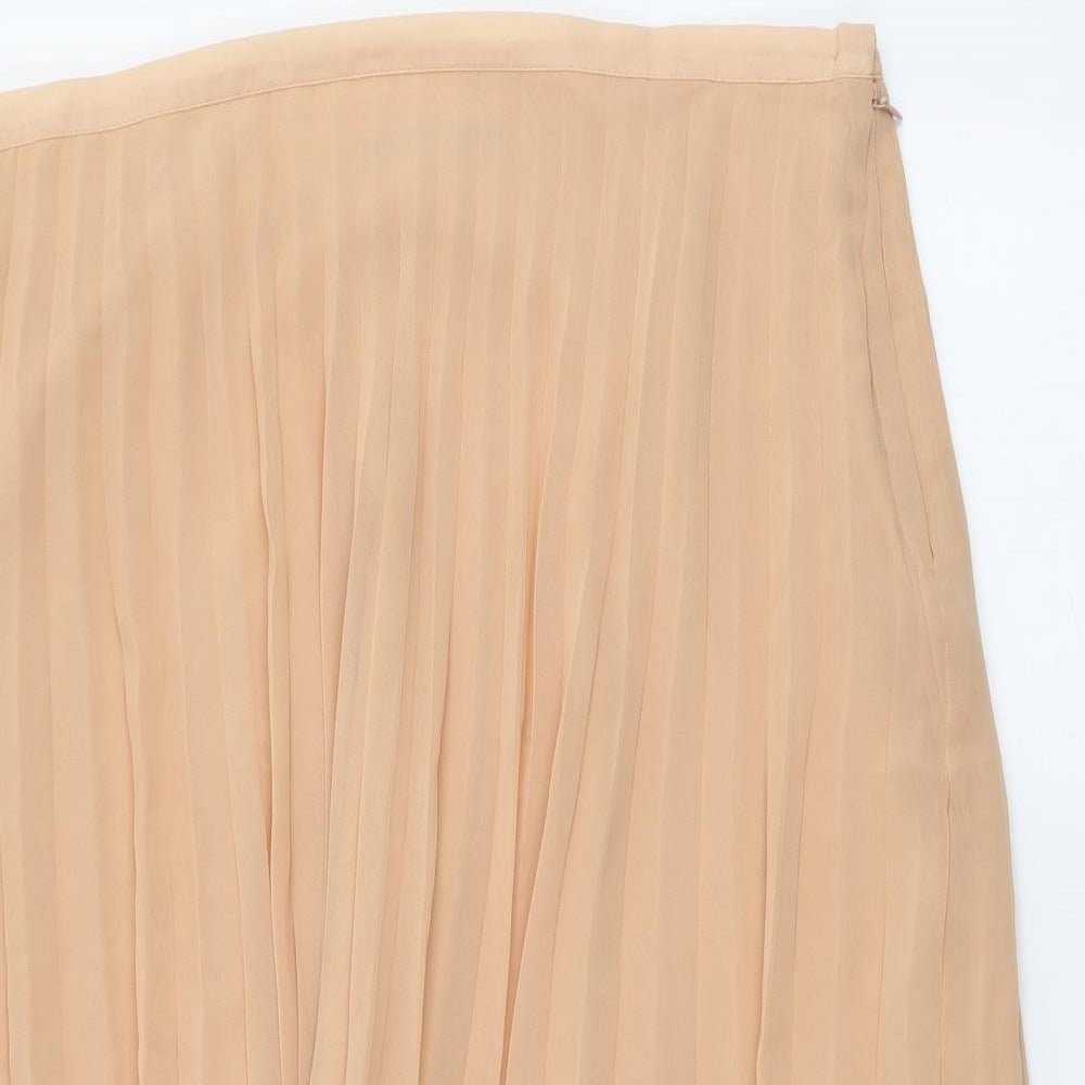 Marks and Spencer Womens Pink Polyester Pleated Skirt Size 14 Zip