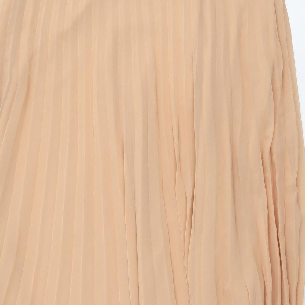 Marks and Spencer Womens Pink Polyester Pleated Skirt Size 14 Zip