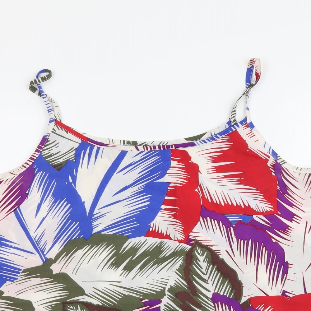 Peacocks Womens Multicoloured Floral Polyester Camisole Tank Size 12 Round Neck