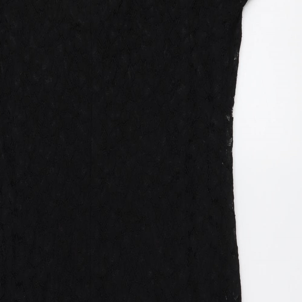 Bonmarché Womens Black Polyester Shift Size 16 Round Neck Zip