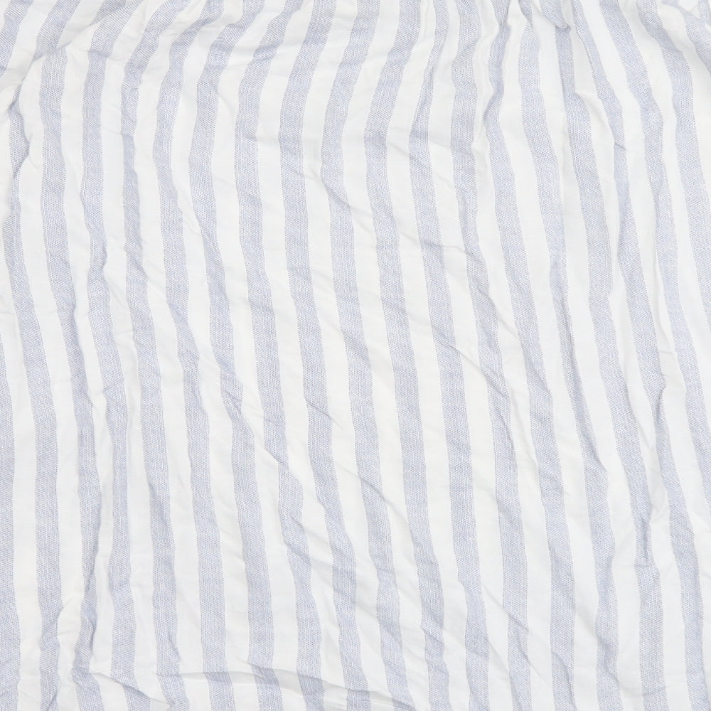 George Womens Blue Striped Viscose Basic Blouse Size 12 Off the Shoulder