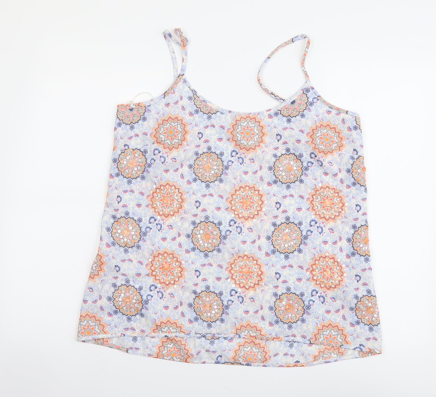 George Womens Multicoloured Geometric Polyester Camisole Tank Size 14 Round Neck