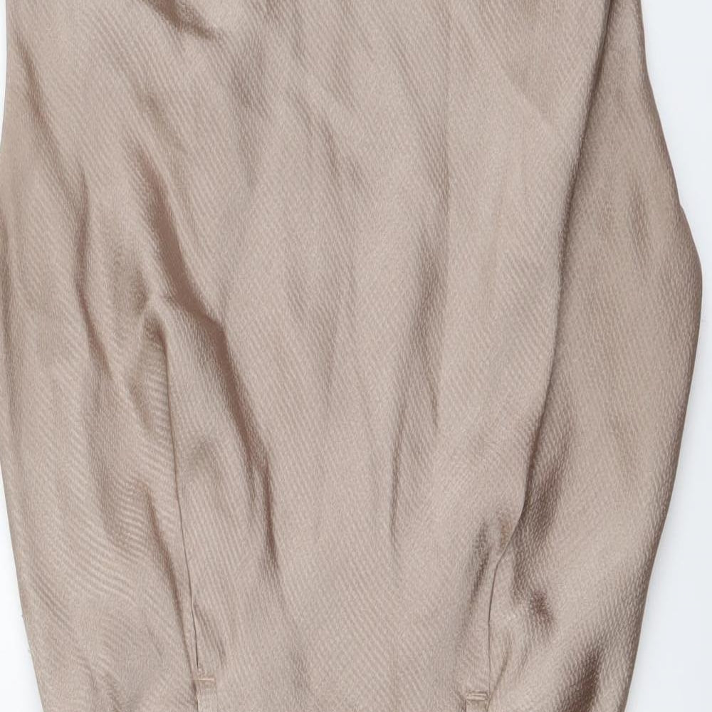 River Island Womens Beige Polyester Mini Size 8 Cowl Neck Zip