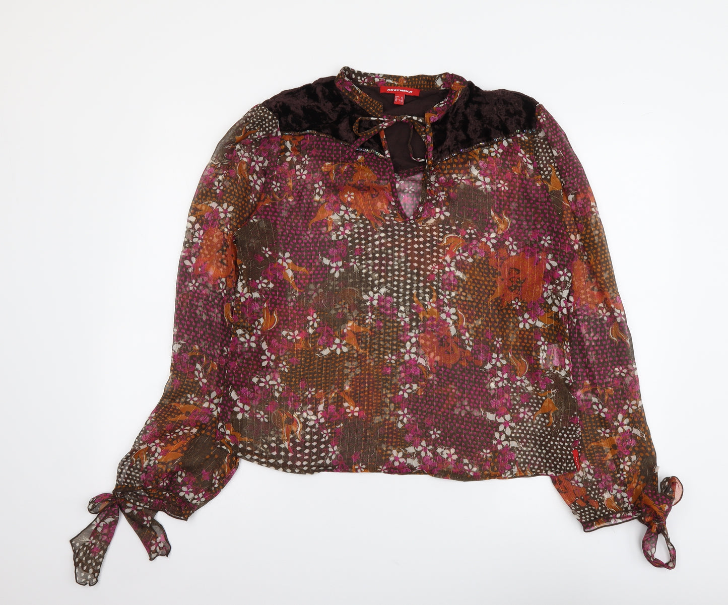 By Mexx Womens Multicoloured Geometric Polyester Basic Blouse Size 16 Round Neck