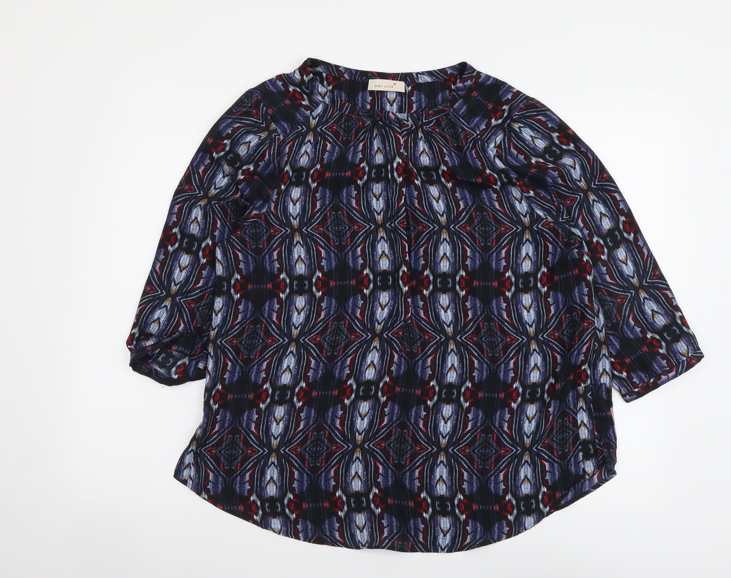 Per Una Womens Multicoloured Geometric Polyester Basic Blouse Size 14 Round Neck