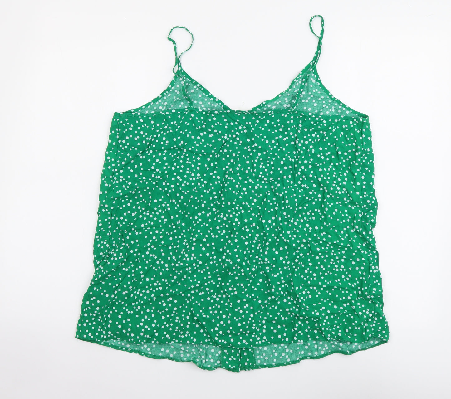 Papaya Womens Green Geometric Viscose Camisole Tank Size 16 V-Neck