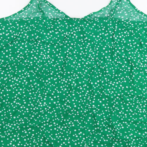 Papaya Womens Green Geometric Viscose Camisole Tank Size 16 V-Neck