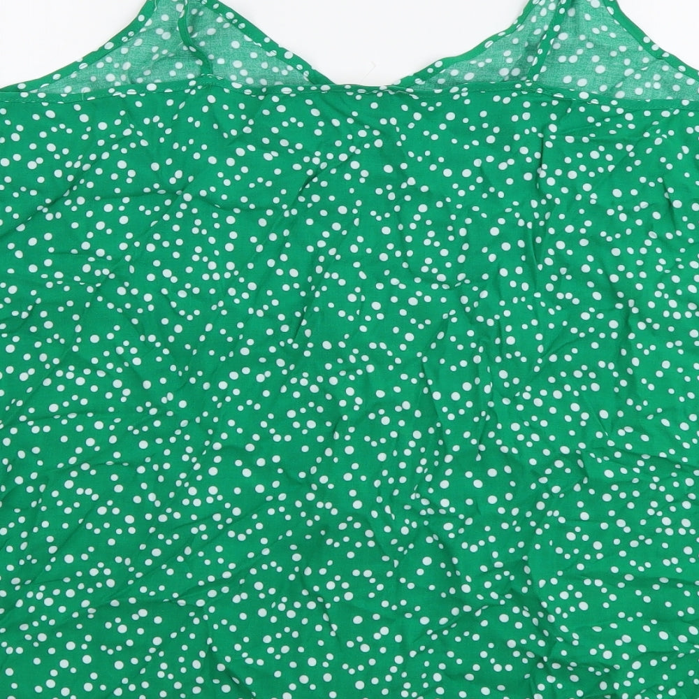 Papaya Womens Green Geometric Viscose Camisole Tank Size 16 V-Neck