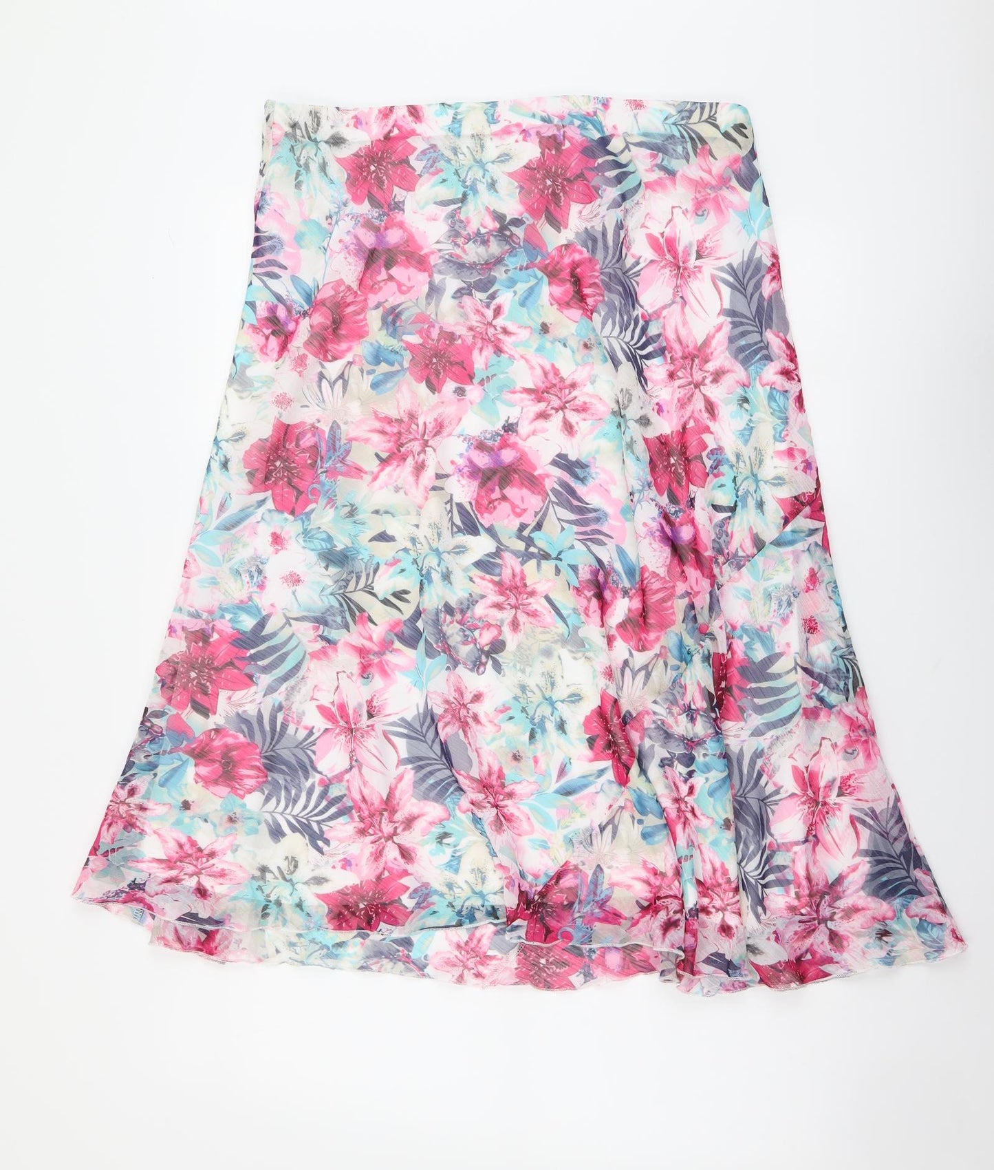 Isle Womens Multicoloured Floral Polyester A-Line Skirt Size 16