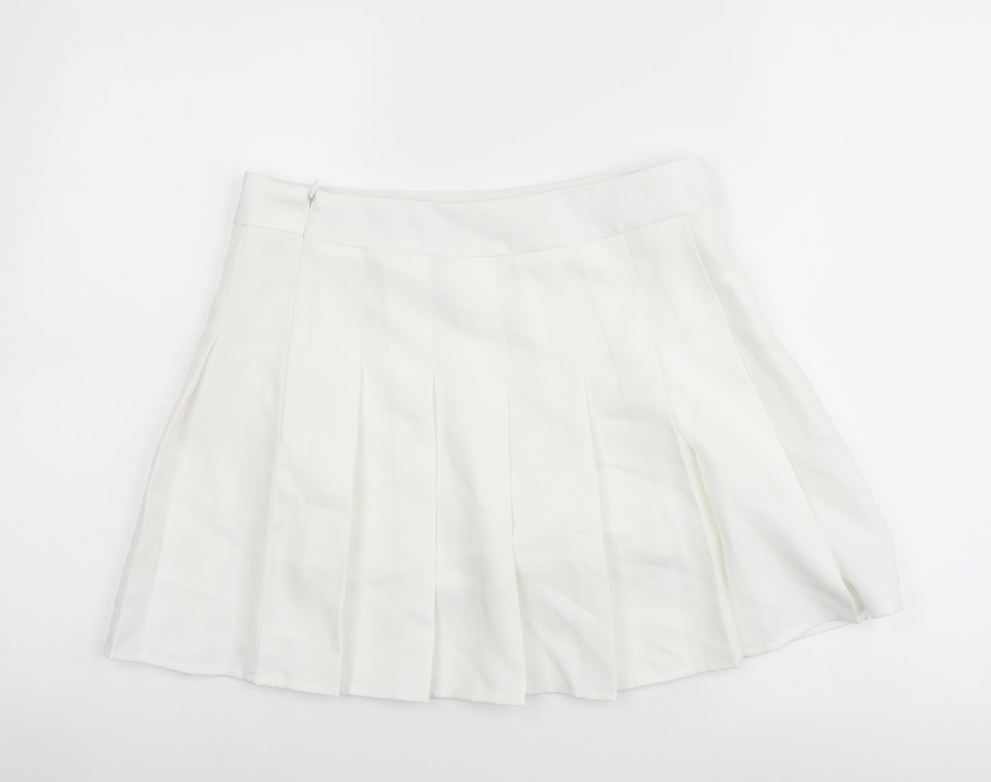 Fashion Dress Womens White Polyester Mini Skirt Size L Zip