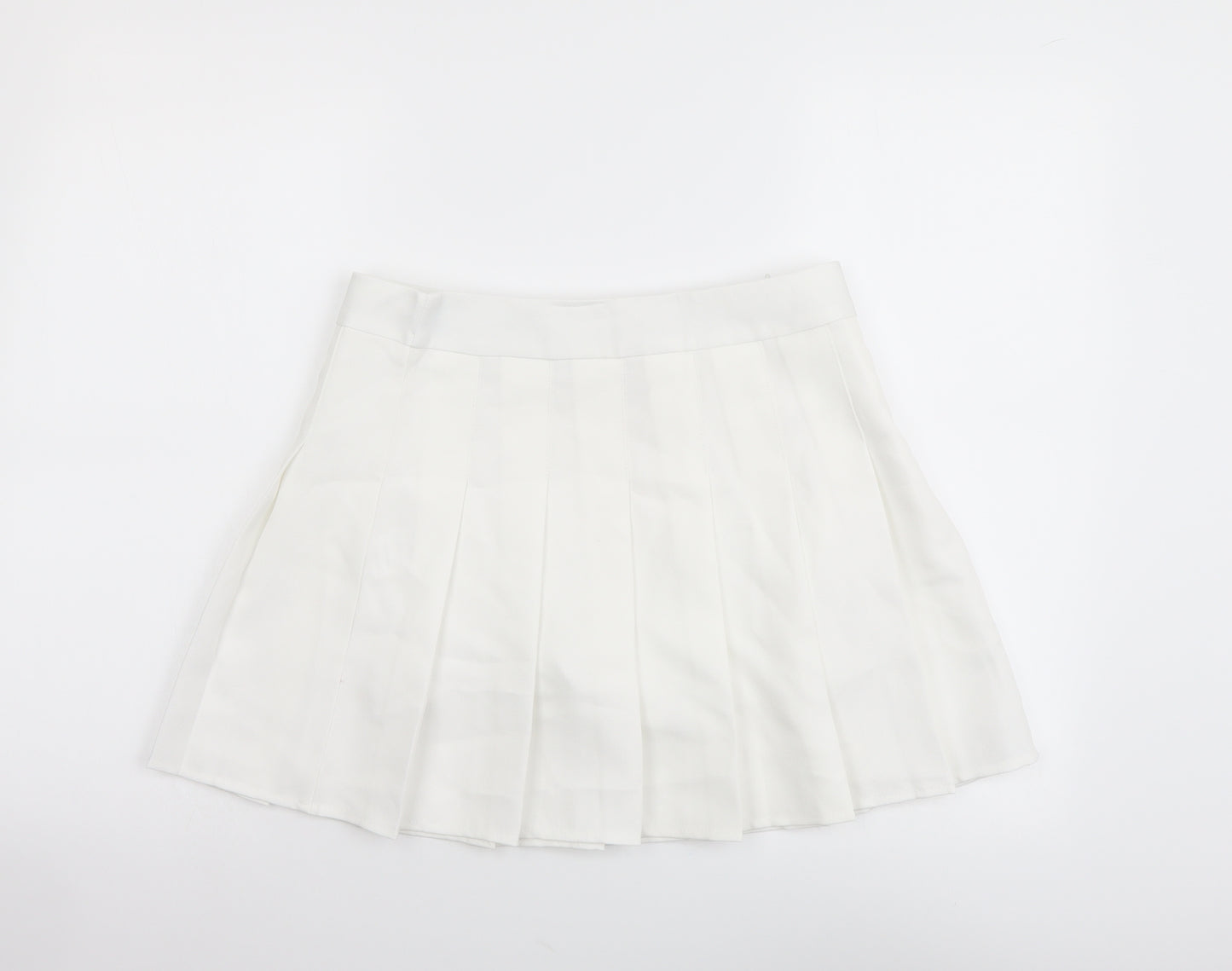 Fashion Dress Womens White Polyester Mini Skirt Size L Zip