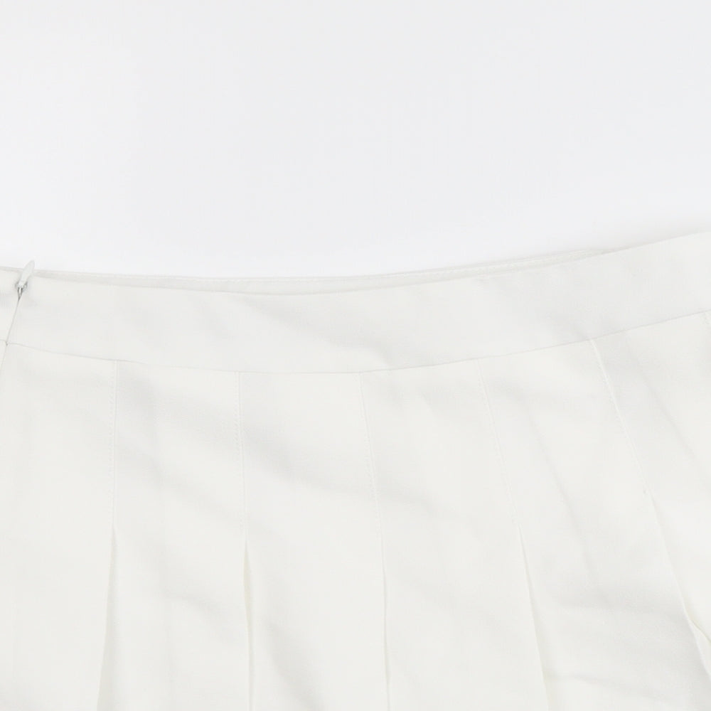 Fashion Dress Womens White Polyester Mini Skirt Size L Zip