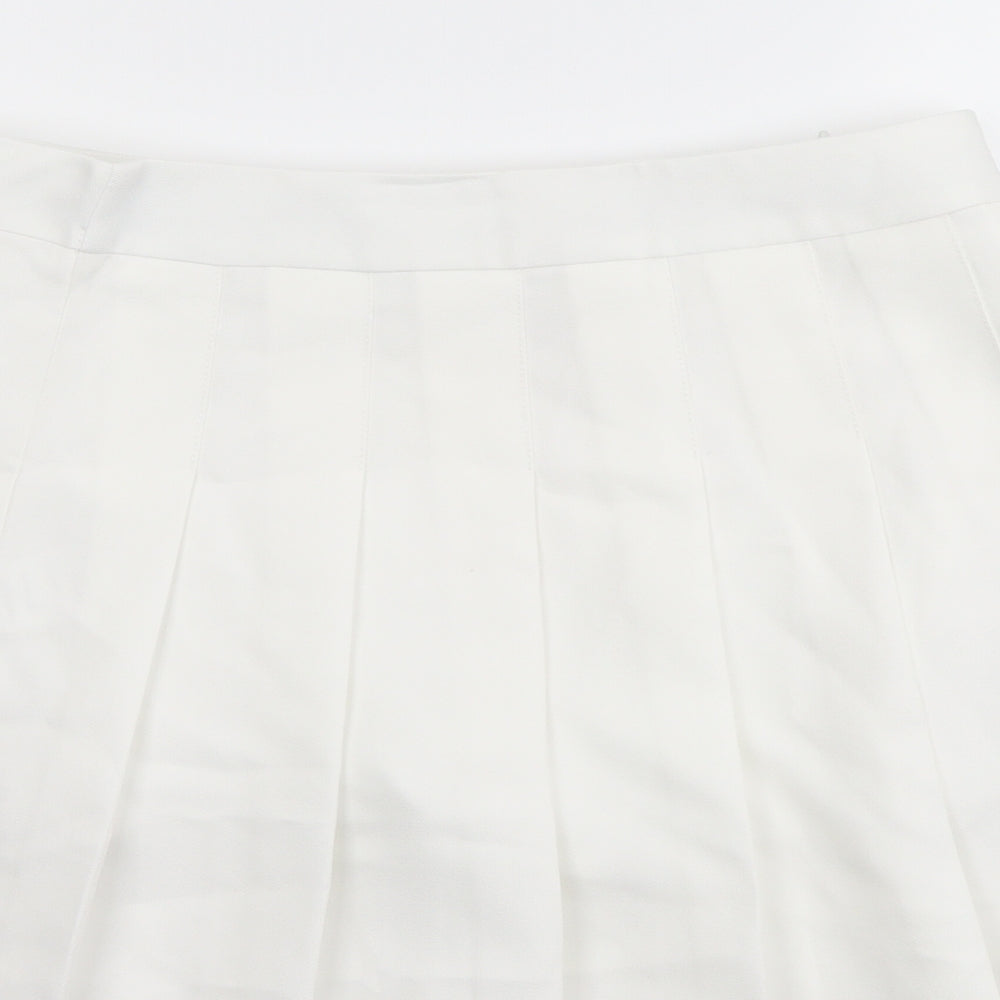 Fashion Dress Womens White Polyester Mini Skirt Size L Zip