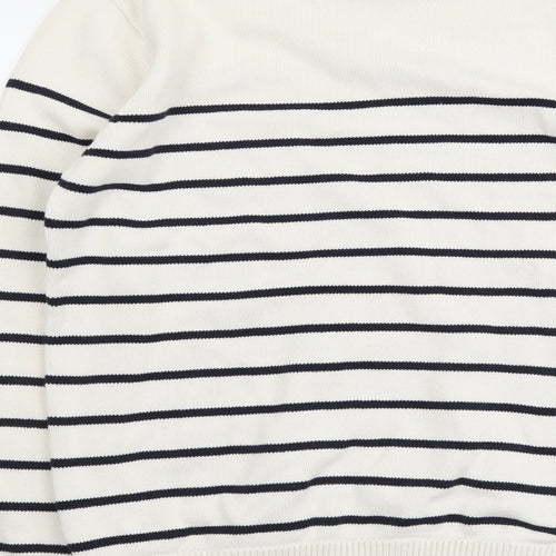 Burton Mens Ivory Round Neck Striped Cotton Pullover Jumper Size L