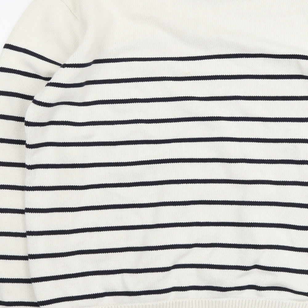 Burton Mens Ivory Round Neck Striped Cotton Pullover Jumper Size L