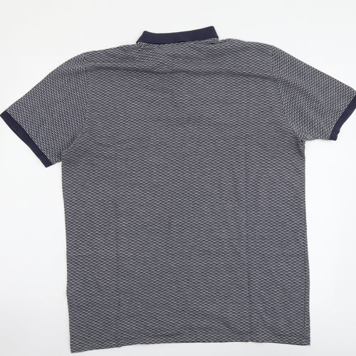 NEXT Mens Blue Geometric Cotton Polo Size XL Collared Pullover