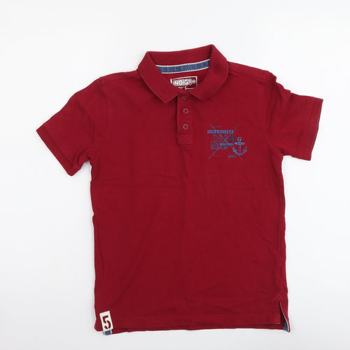 Marks and Spencer Boys Red Cotton Basic Polo Size 9-10 Years Collared Pullover