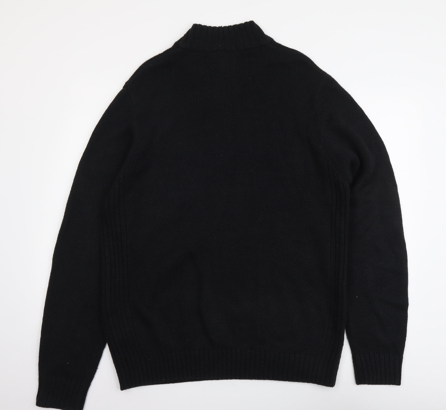 Atlantic Bay Mens Black Mock Neck Acrylic Pullover Jumper Size XL