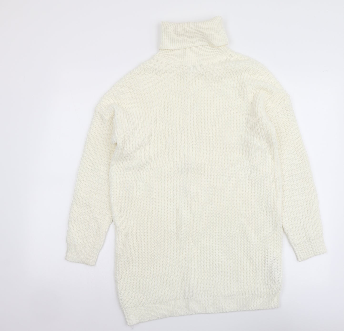 Missguided Womens Ivory Roll Neck Acrylic Tunic Jumper Size 6