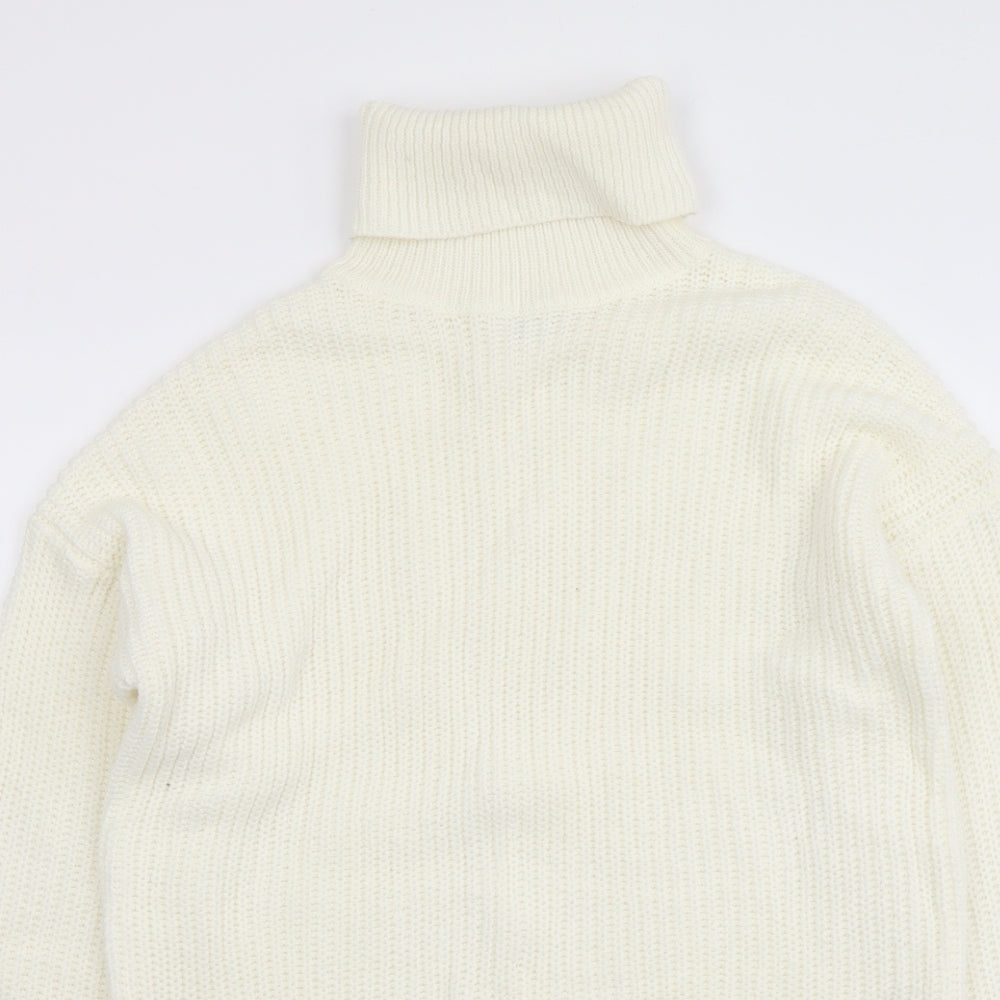 Missguided Womens Ivory Roll Neck Acrylic Tunic Jumper Size 6