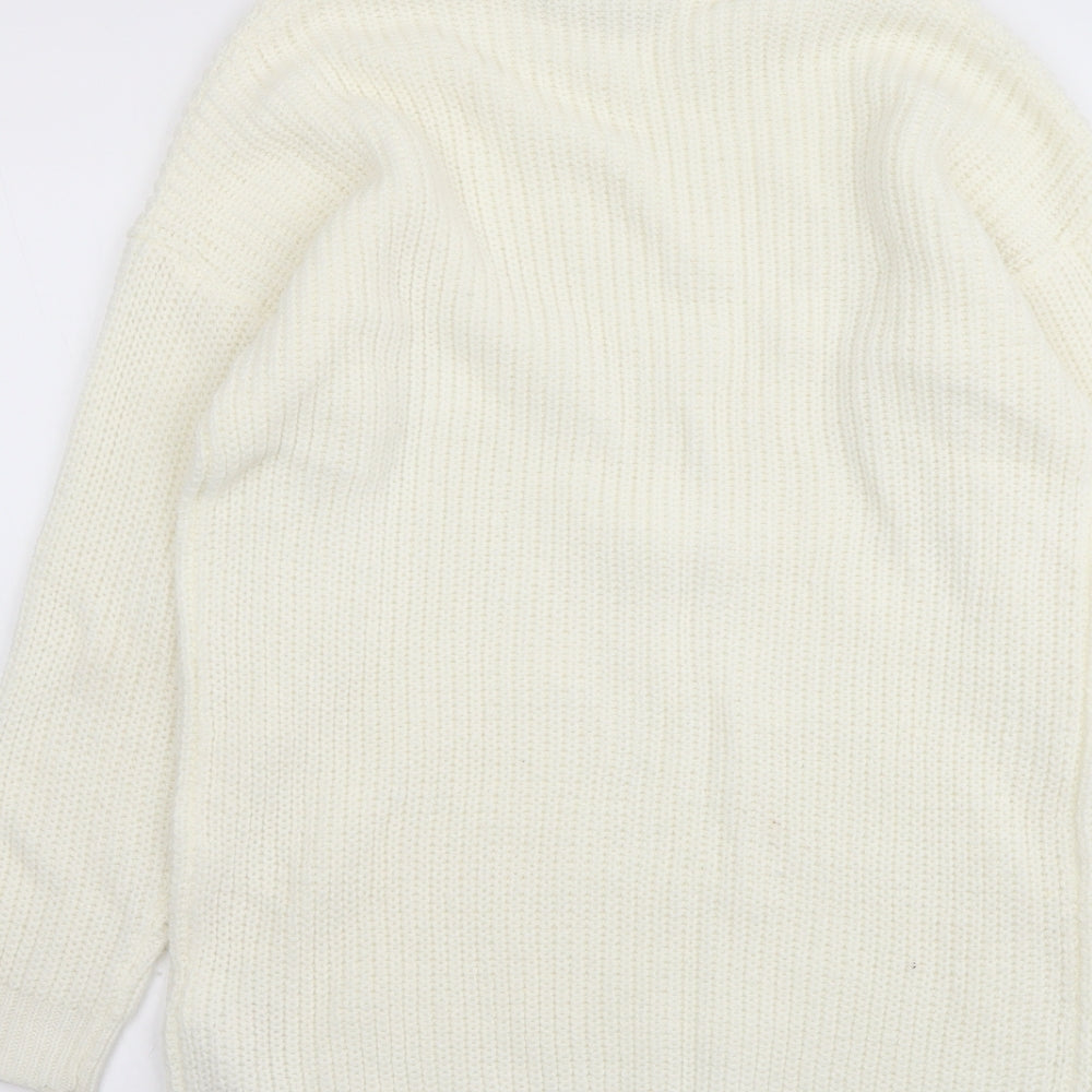Missguided Womens Ivory Roll Neck Acrylic Tunic Jumper Size 6