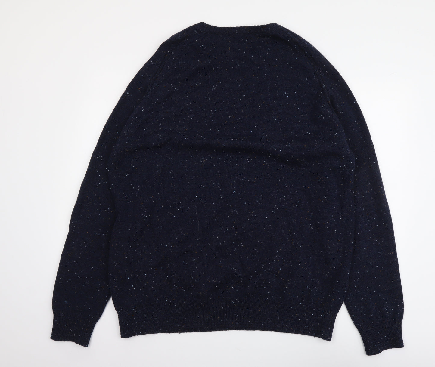 Boston Crew Mens Blue Round Neck Wool Pullover Jumper Size XL