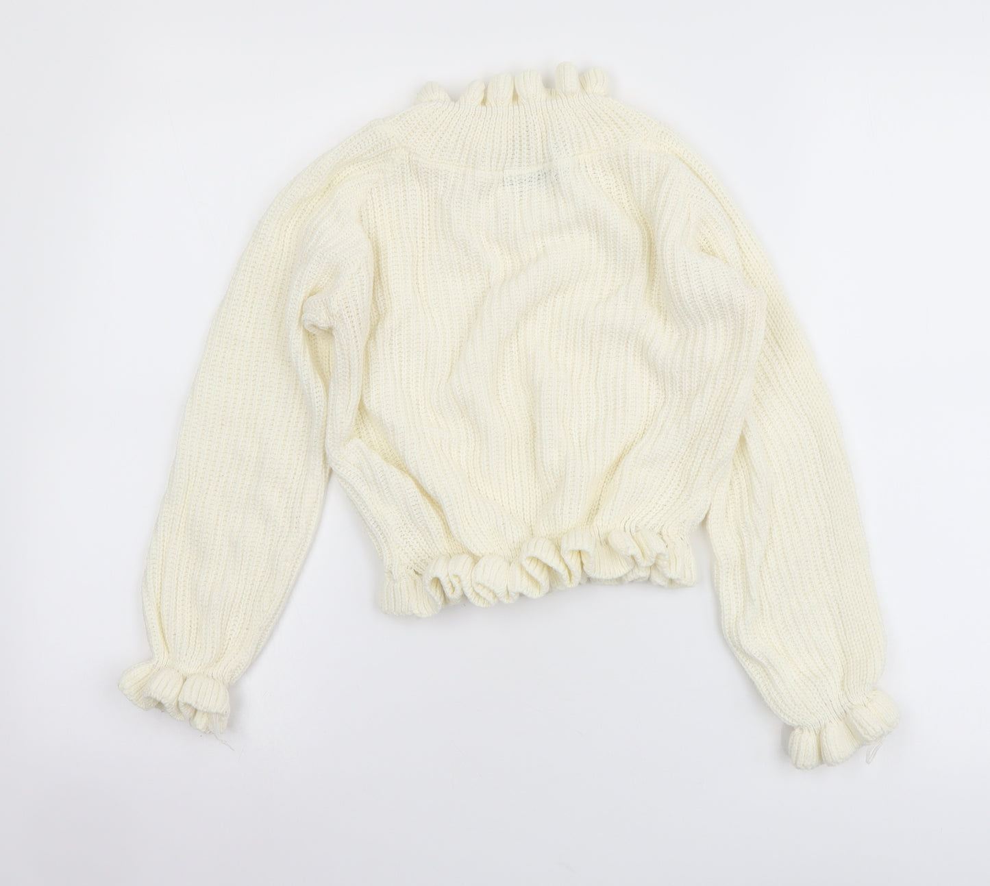 Cameo Rose Womens Ivory Mock Neck Acrylic Pullover Jumper Size S - Cropped