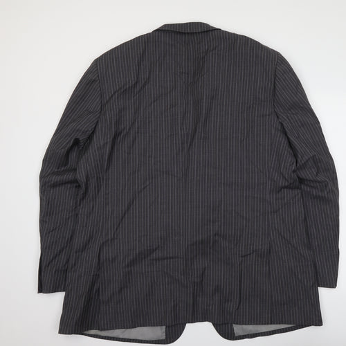 Hugo James Mens Grey Striped Polyester Jacket Suit Size XL