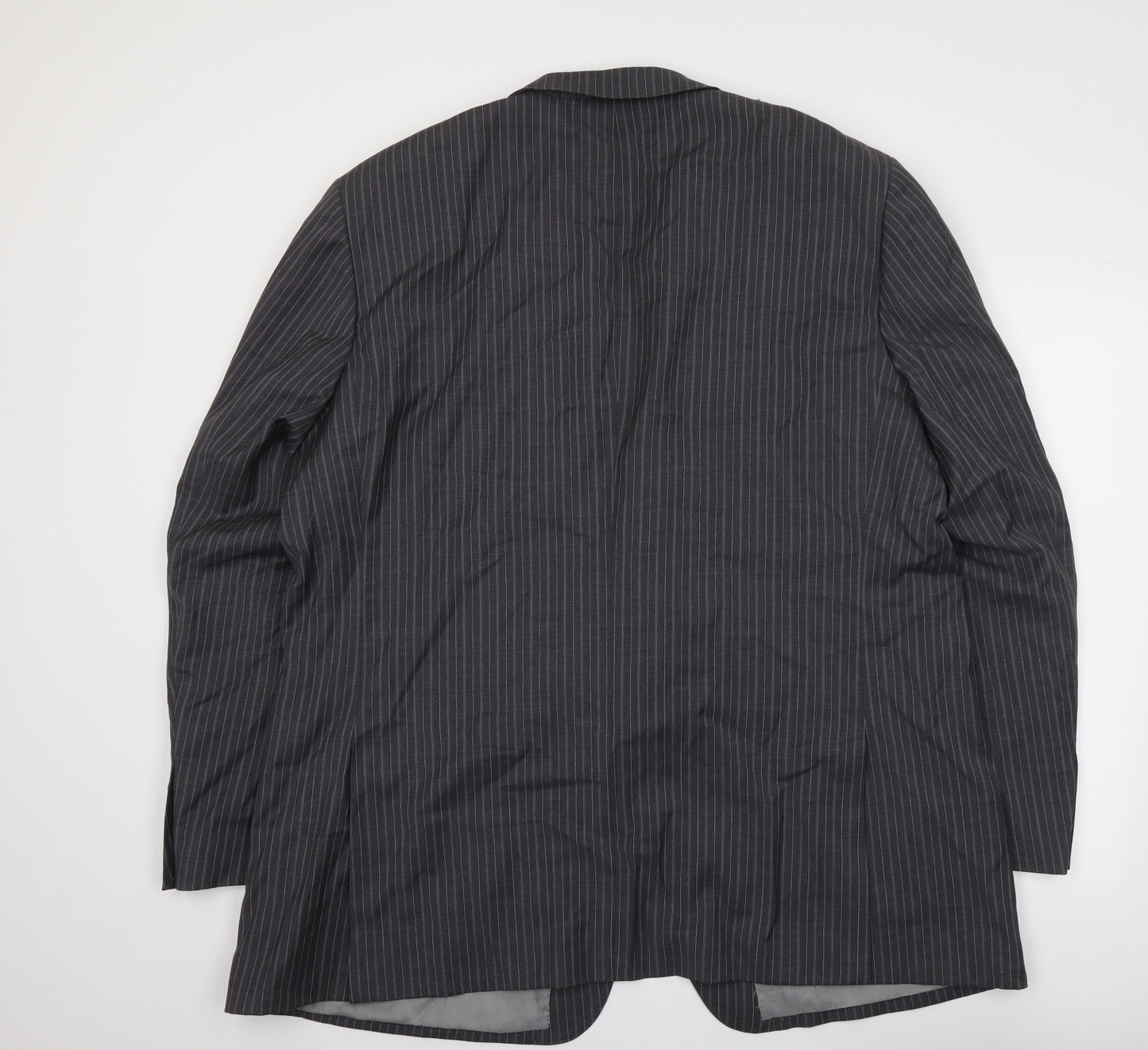 Hugo James Mens Grey Striped Polyester Jacket Suit Size XL