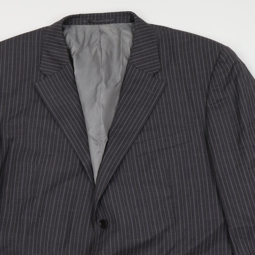 Hugo James Mens Grey Striped Polyester Jacket Suit Size XL