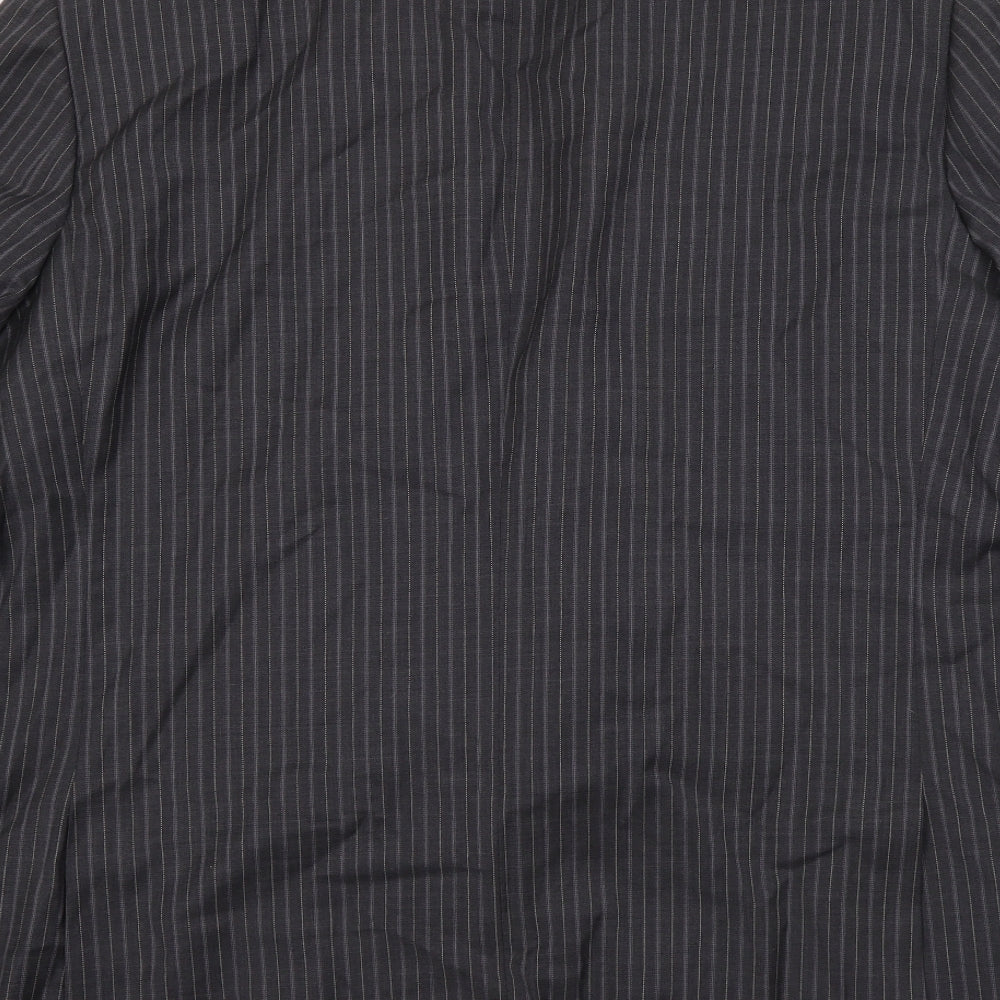 Hugo James Mens Grey Striped Polyester Jacket Suit Size XL