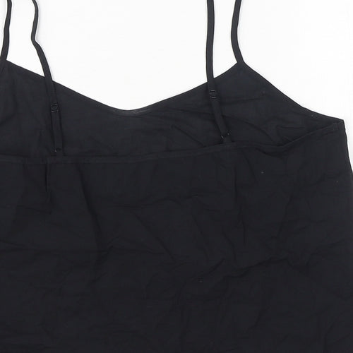 Marks and Spencer Womens Black Cotton Camisole Tank Size 12 Scoop Neck