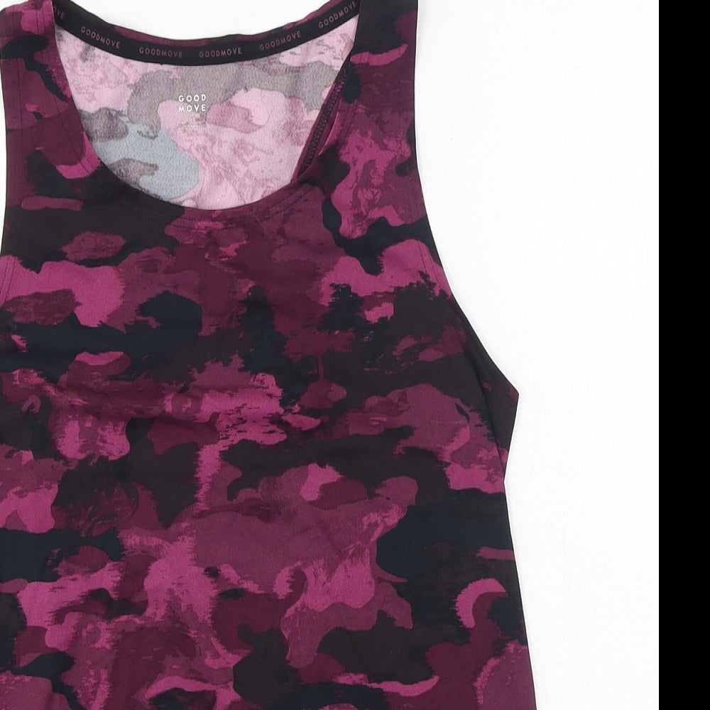 Good Move Womens Purple Camouflage Polyester Basic Tank Size 10 Round Neck Pullover