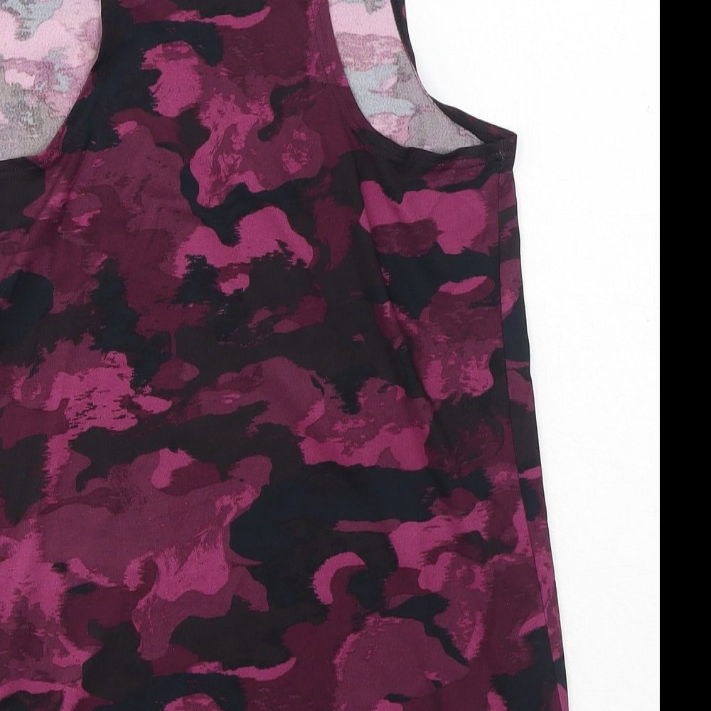 Good Move Womens Purple Camouflage Polyester Basic Tank Size 10 Round Neck Pullover