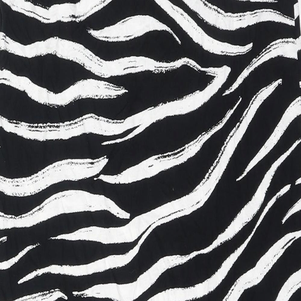 Marks and Spencer Womens Black Animal Print Viscose A-Line Size 10 V-Neck - Zebra Print