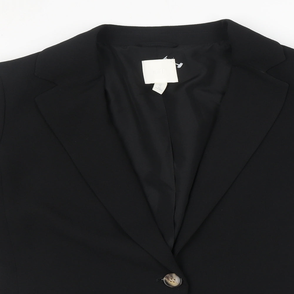 H&M Womens Black Jacket Blazer Size 10 Button