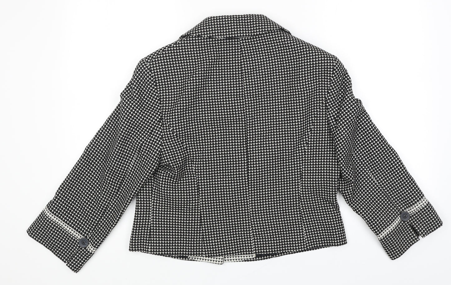 NEXT Womens Black Geometric Jacket Size 14 Button