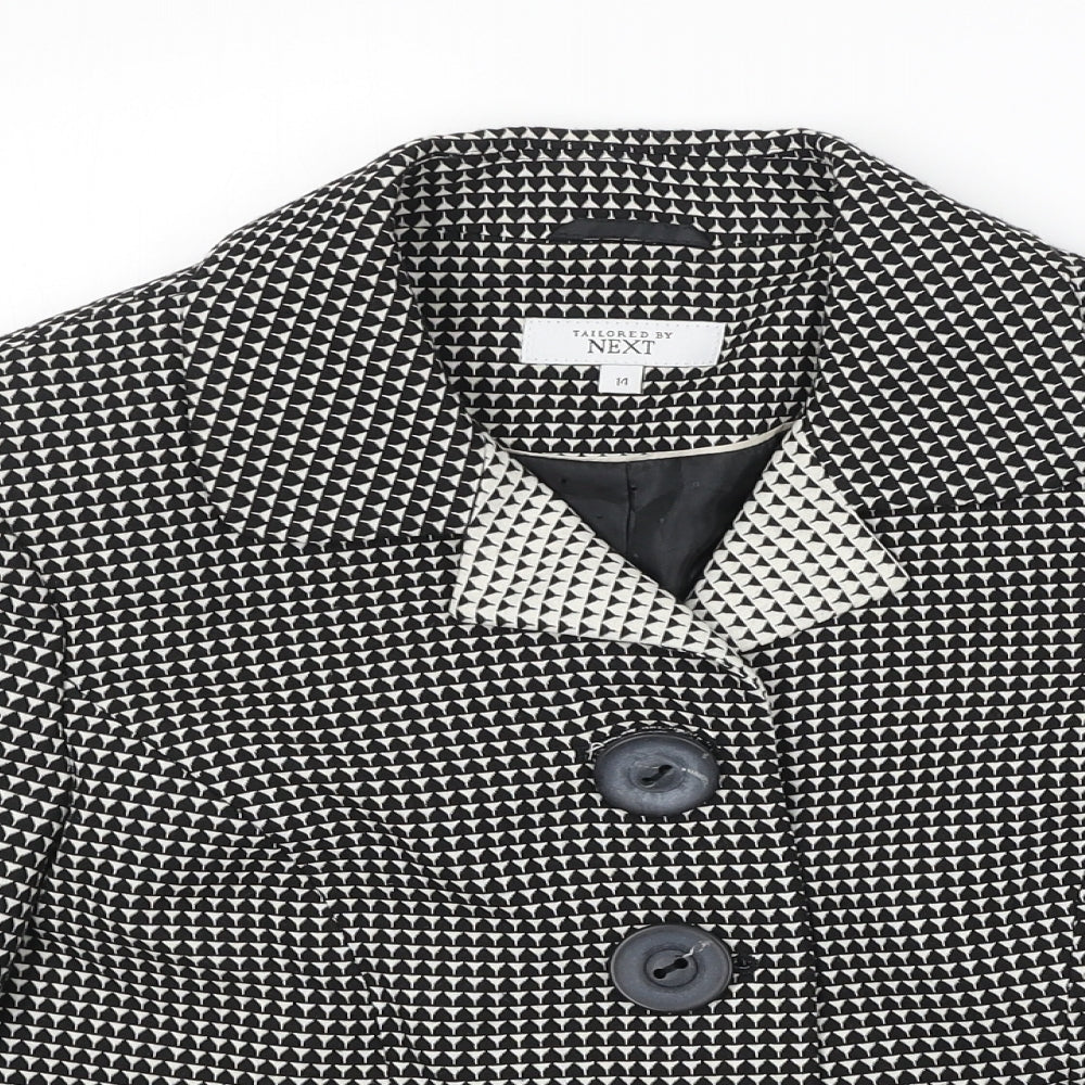 NEXT Womens Black Geometric Jacket Size 14 Button