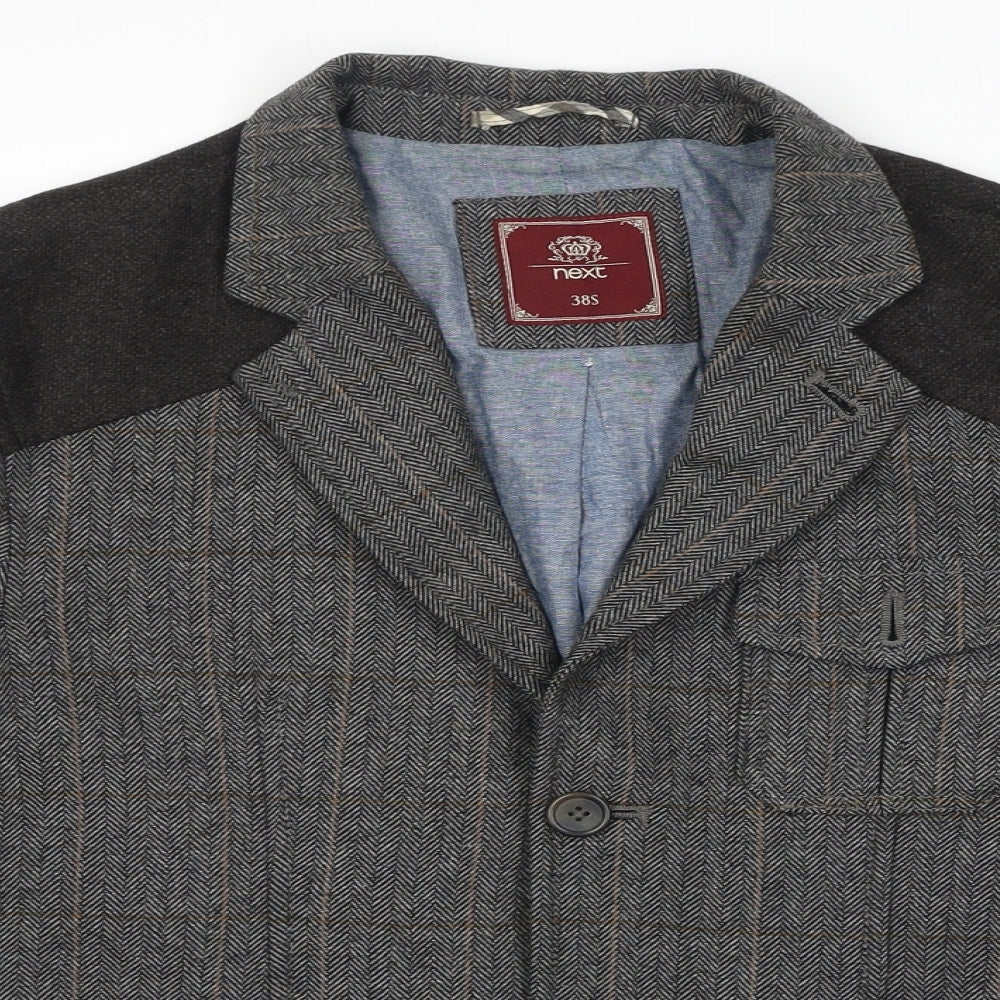 NEXT Mens Grey Herringbone Gilet Blazer Size M Button
