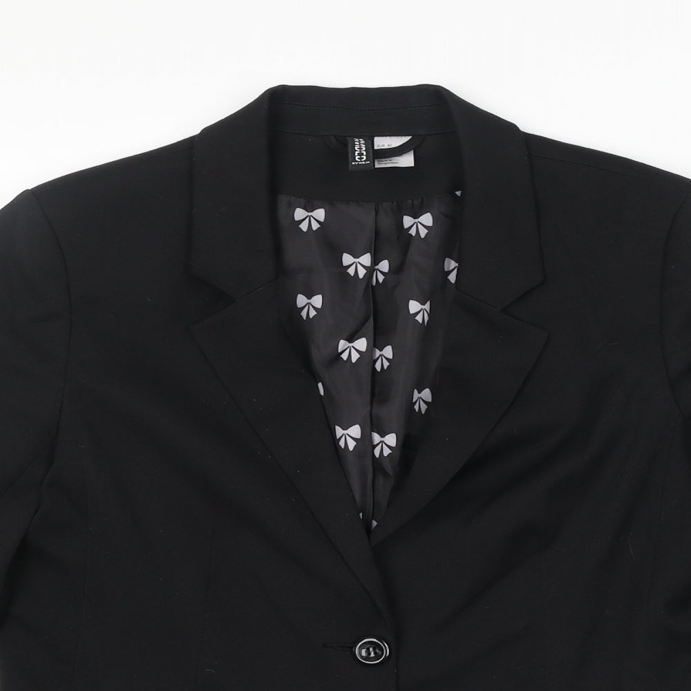Divided Womens Black Polyester Jacket Blazer Size 12