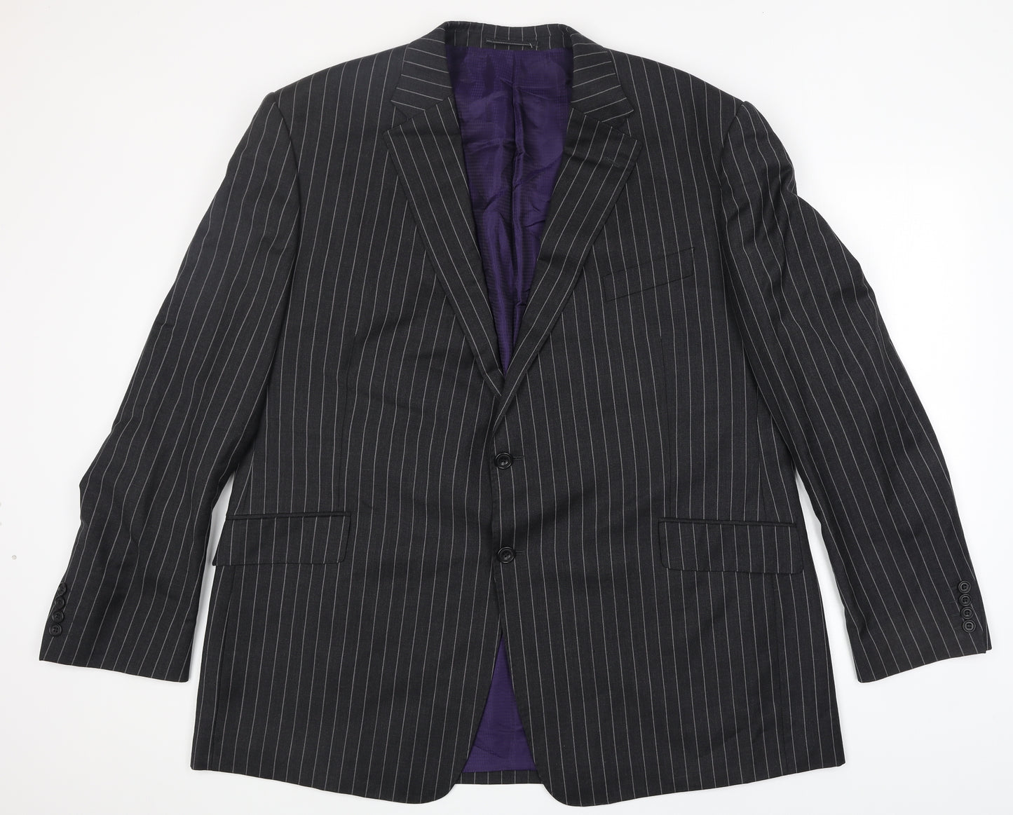 Marks and Spencer Mens Grey Striped Wool Jacket Blazer Size 2XL