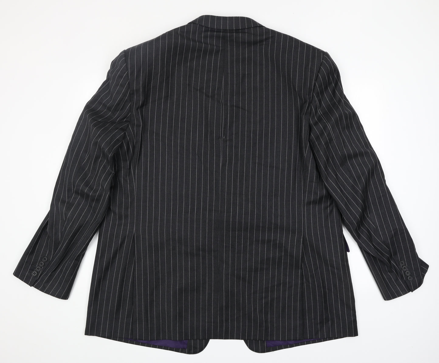 Marks and Spencer Mens Grey Striped Wool Jacket Blazer Size 2XL