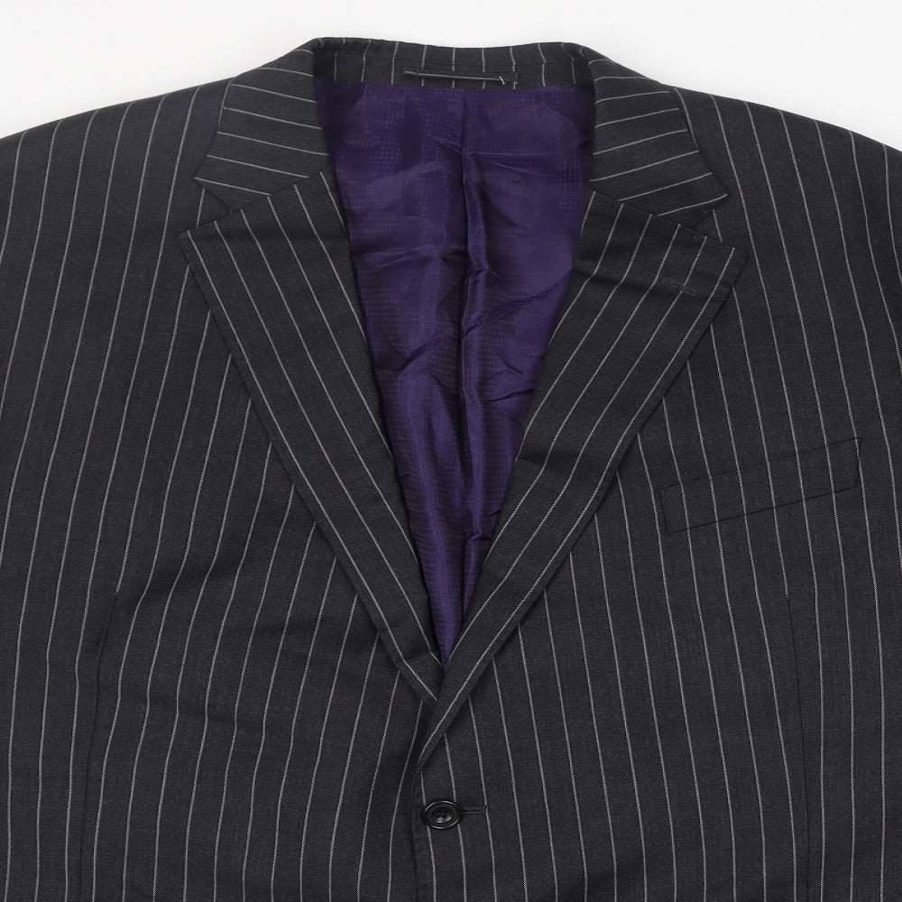 Marks and Spencer Mens Grey Striped Wool Jacket Blazer Size 2XL