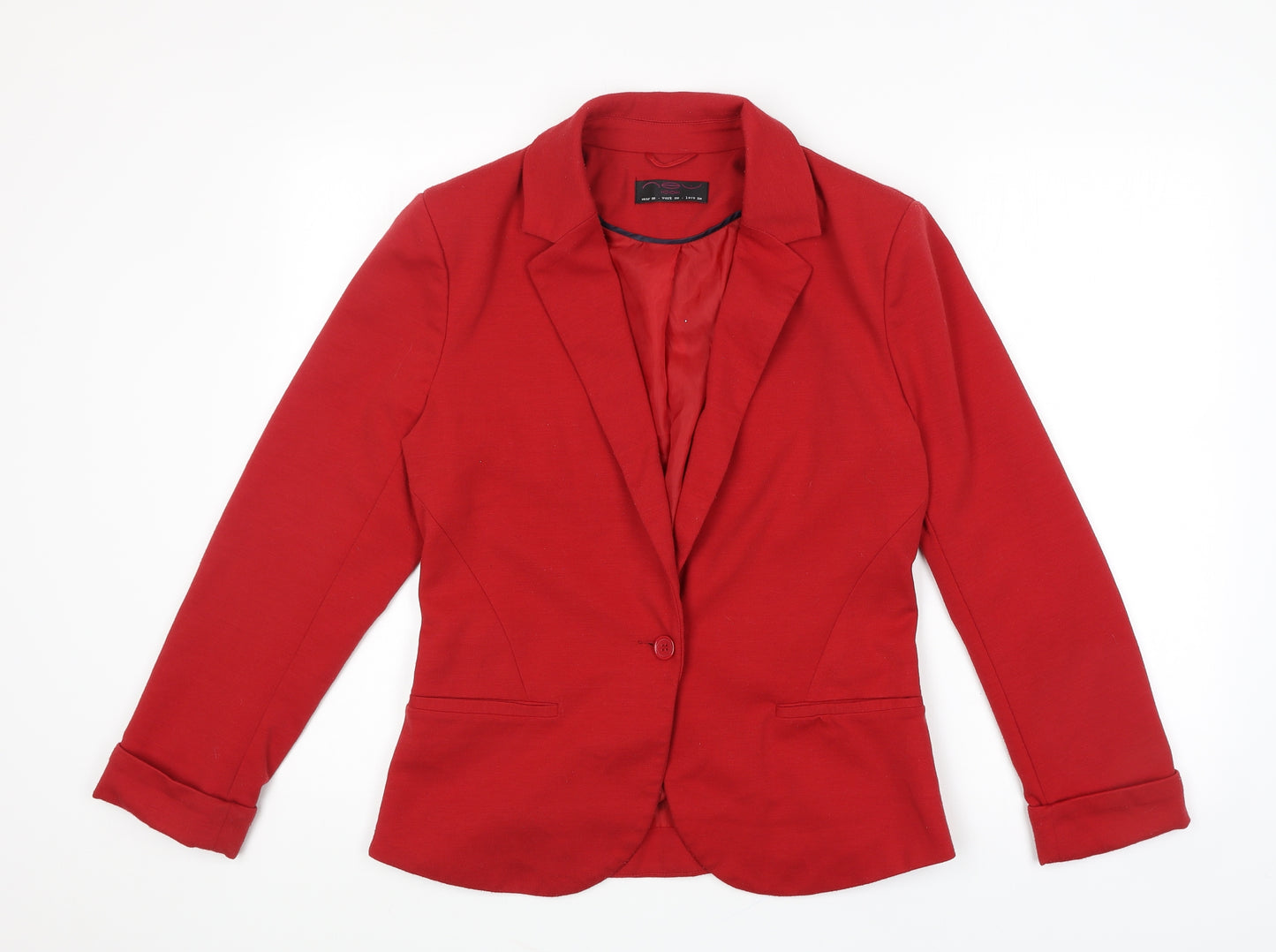 New Look Womens Red Jacket Blazer Size 12 Button