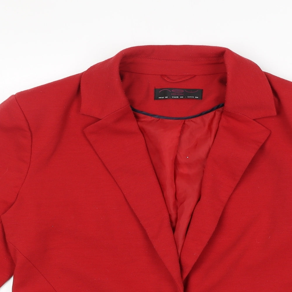 New Look Womens Red Jacket Blazer Size 12 Button