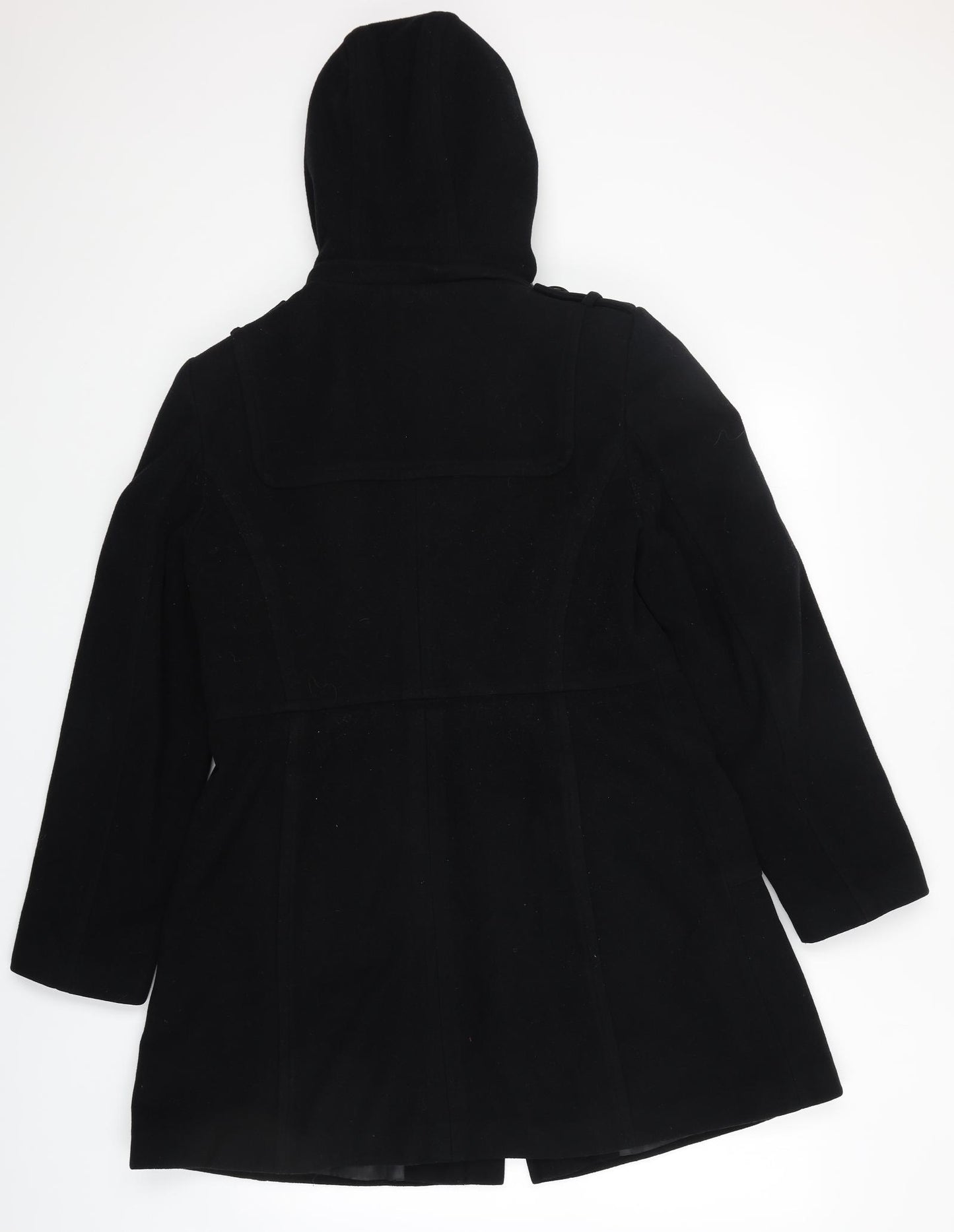 Preworn Womens Black Pea Coat Coat Size 12 Button