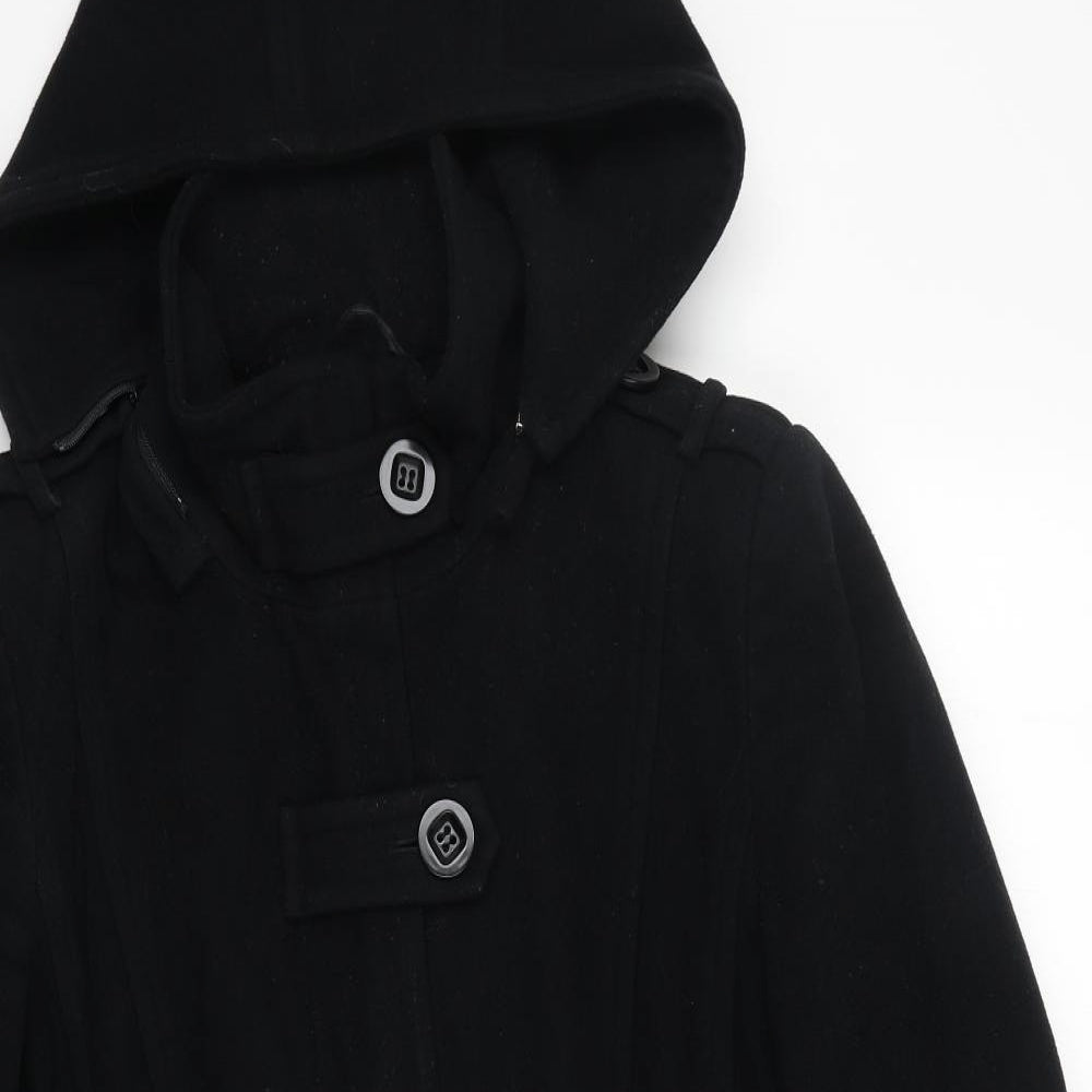Preworn Womens Black Pea Coat Coat Size 12 Button